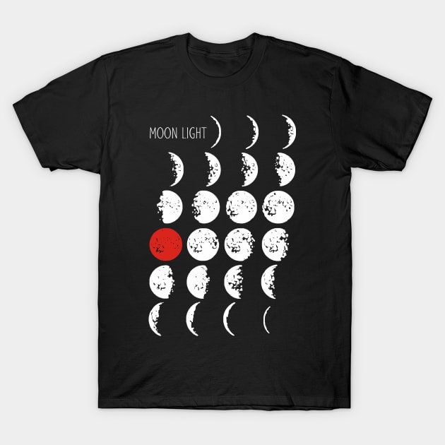 Moonlight - Moon Phases With Blood Full Moon T-Shirt by EDDArt